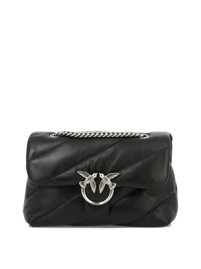 Pinko Mini Love Puff Maxi Quilt Leather Crossbody Bag In Black