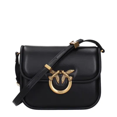 PINKO BLACK LEATHER CROSSBODY BAGS