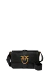 Pinko Black Leather Handbag With Gold-tone Embellishment