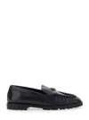 Pinko Nora Love Birds Leather Loafers In Black