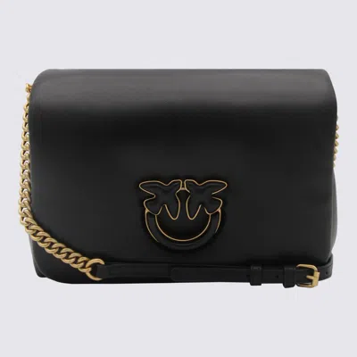 Pinko Black Leather Love Bag Click Puff Shoulder Bag