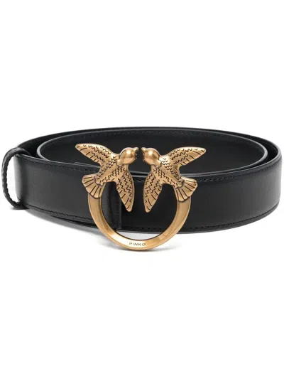 PINKO BLACK LEATHER 'LOVE BERRY' BELT