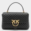 Pinko Foldover Quilted Shoulder Bag With Chain Strap In Black
