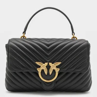 PINKO BLACK LEATHER LOVE LADY PUFF CLASSIC SHOULDER BAG