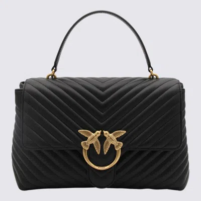 Pinko Black Leather Love Lady Shoulder Bag