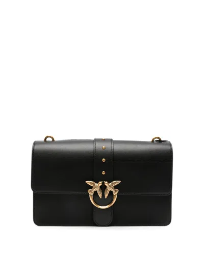 Pinko Black Leather Love One Classic Handbag