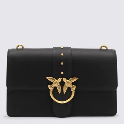 Pinko Black Leather Love One Crossbody Bag