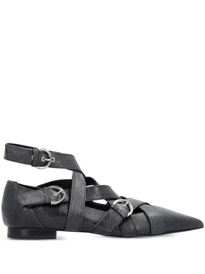 PINKO PINKO BLACK LEATHER POINTED TOE FLATS