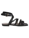 Pinko Black Leather Sandals With Adjustable Straps