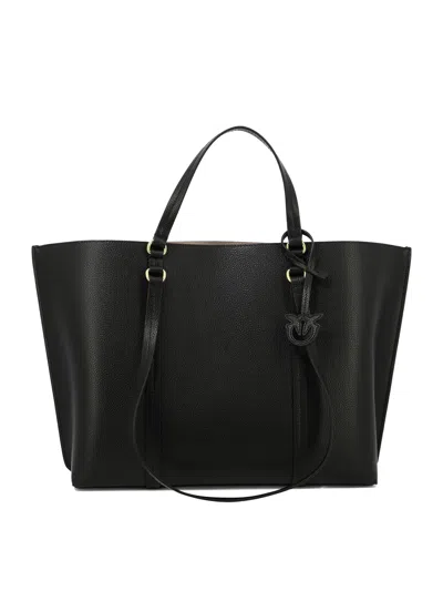 Pinko Black Leather Shopping Handbag For Women