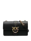 Pinko Black Leather Shoulder Bag With Studded And Chain Straps In Black