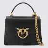 PINKO BLACK LEATHER SMALL LADY LOVE TOTE BAG
