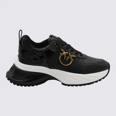 Pinko Black Leather Sneakers In Multi