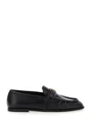 PINKO BLACK LOAFERS WITH FRONT METAL LOGO