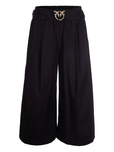 Pinko Black Logo Buckle Pleated Shorts In Animal Print