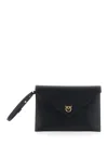 Pinko Structured Envelope Bag With Pointed Flap And Gold Emblem In Black