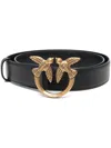 Pinko Black Love Birds Logo Belt In Black