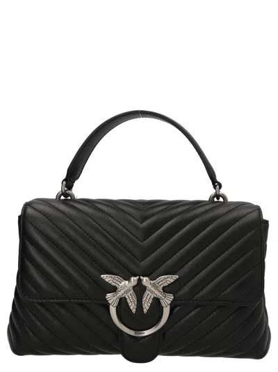 Pinko Love Lady Chevron-quilted Tote Bag In Black