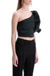 Pinko 'magnanina' Black One Shoulder Top With Ruffle Details In Techn Fabric Woman In Nero Limousine (black)