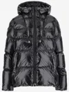 Pinko Oversized Black Puffy Coat With Glossy Finish And Hood In Black