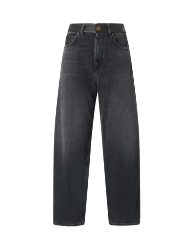Pinko Black Relaxed High Rise Jeans In Multi