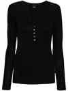 Shop Pinko Black Semi-sheer V-neck Sweater