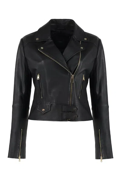Pinko Black Sensible Leather Jacket For Women