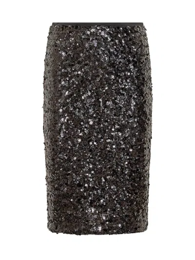PINKO PINKO BLACK SHEATH SKIRT WITH SEQUINS PINKO