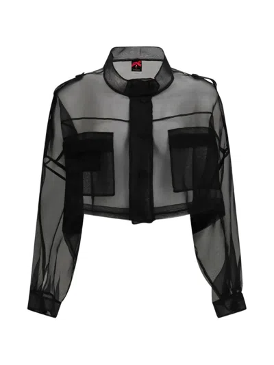 Pinko Black Sheer Patch Pocket Sweater