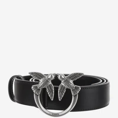 Pinko Black Silver Logo Buckle Belt