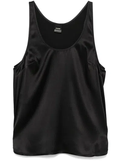 PINKO BLACK SLEEVELESS SILK 'CRAZY' TOP.