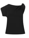 Pinko Black Solid One Shoulder T-shirt In Black