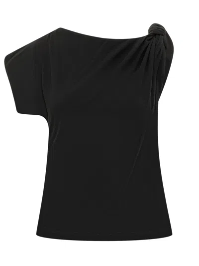 Pinko Black Solid One Shoulder T-shirt