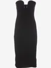 Pinko Fitted Black Stretch Viscose Midi Dress In Black