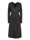 Pinko Full Rhinestone Jersey Midi Dress In Black