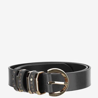 PINKO WOMEN BLACK STUDDED KEEPER SOLID BELT