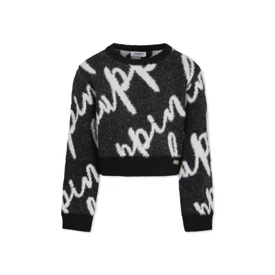 Pinko Kids' Black Sweater For Girl With Writing