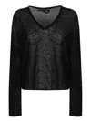 Pinko Salomone Wool Sweater With Micro Sequins In Black