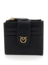 Pinko Black Wallet With Love Birds Buckle On Front In Leather Woman In Black