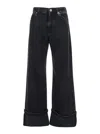 Pinko Wide-leg Jeans In Black Denim In Black