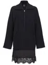 Pinko Lace-detail Zip-up Dress In Black