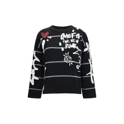Pinko Black Wool Oves Aries Sweatshirt