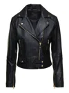 Pinko Cropped Biker Jacket In Black