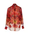Pinko Shirt With Red Flower And Check Print