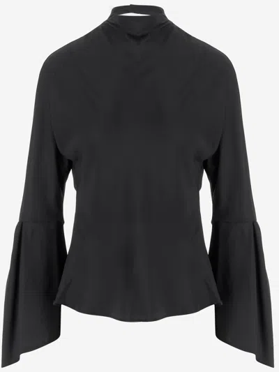 Pinko Blatz Blouse In Acetate And Silk In Black