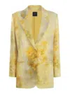 Pinko Blazer En Satin Dégradé À Fleurs In Yellow
