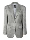 Pinko Single-breasted Slub Satin Blazer In Gris