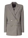 Pinko Blazer With Geometric Mirror Buttons In Grey