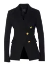 Pinko Asymmetric Tailored Blazer With Gold Buttons And Structured Shoulders In Black