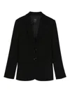 Pinko Tailored Black Jacket With Notched Lapel And Structured Shoulders In Black